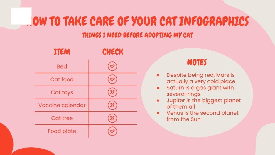 How to Take Care of Your Cat Infographics Google Slides