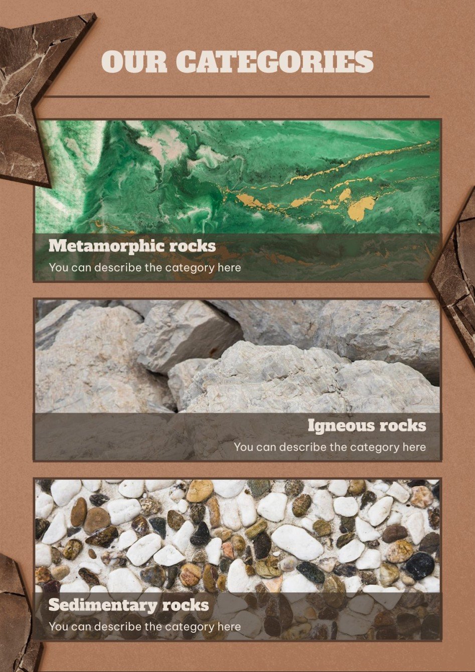Catálogo de tipos de rocas Google Slides e PowerPoint