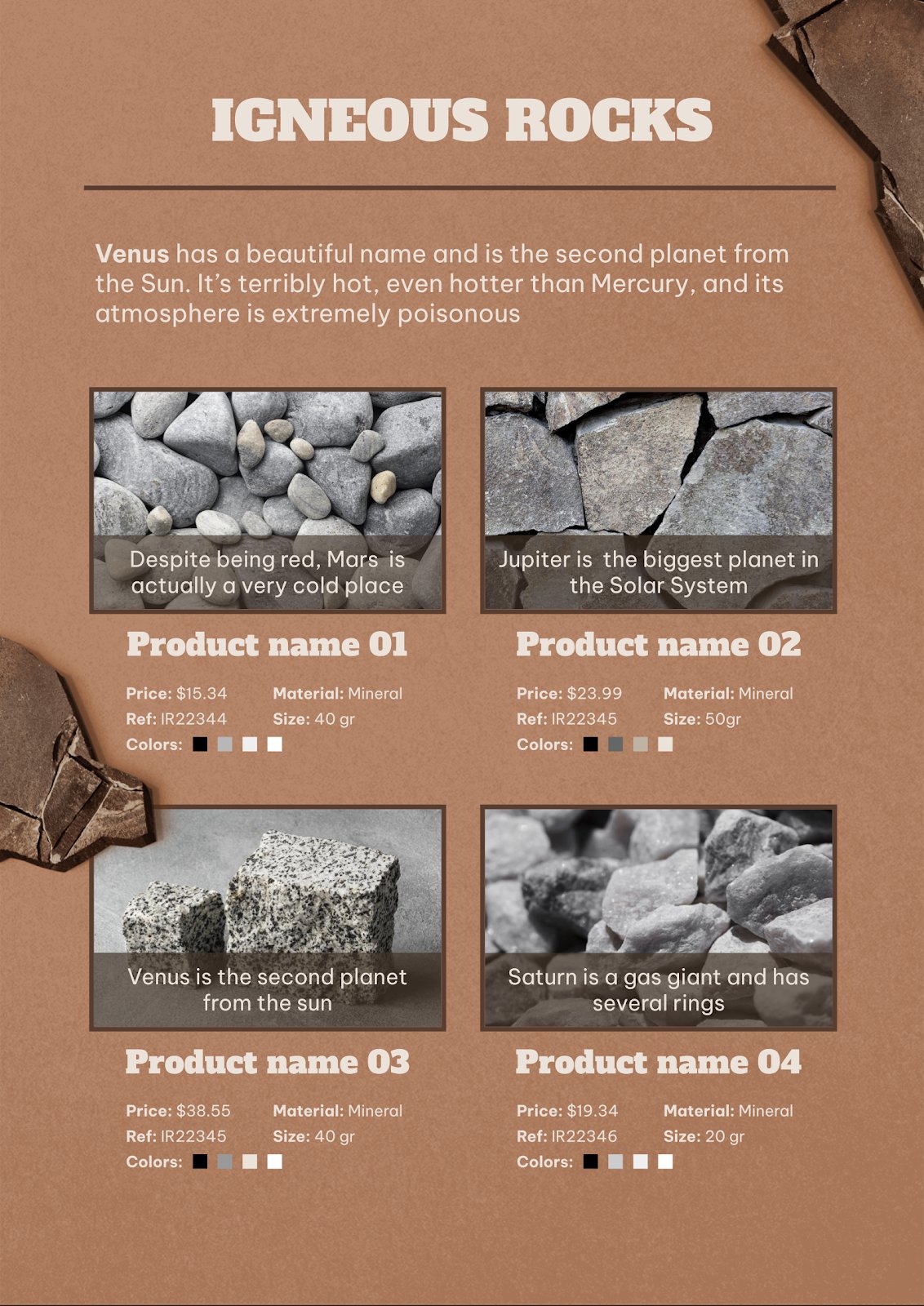 Catálogo de tipos de rocas Google Slides e PowerPoint