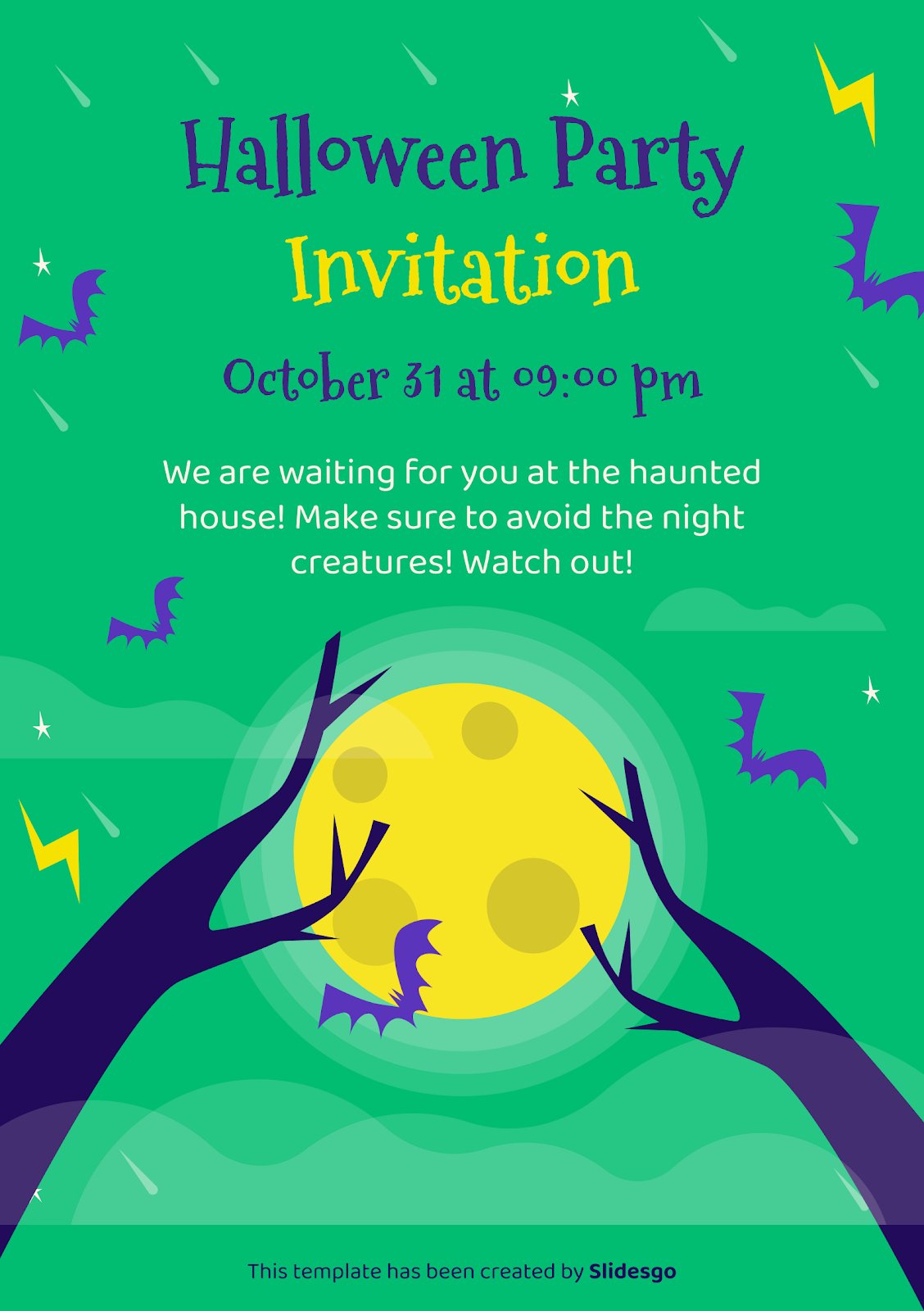 Halloween Party Printable Invitations Google Slides & PPT