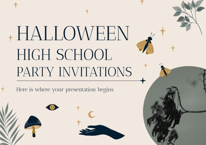 Halloween High School Party Invitations Google Slides & PPT