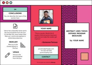 Abstract Lines Thesis Defense Program Brochure presentation template 
