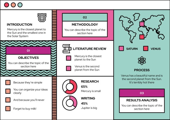 Abstract Lines Thesis Defense Program Brochure presentation template 