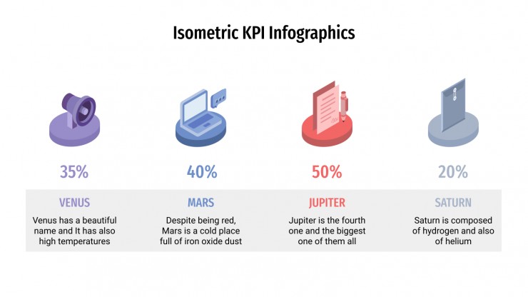 Plantilla de presentación Infografía isométrica de KPI