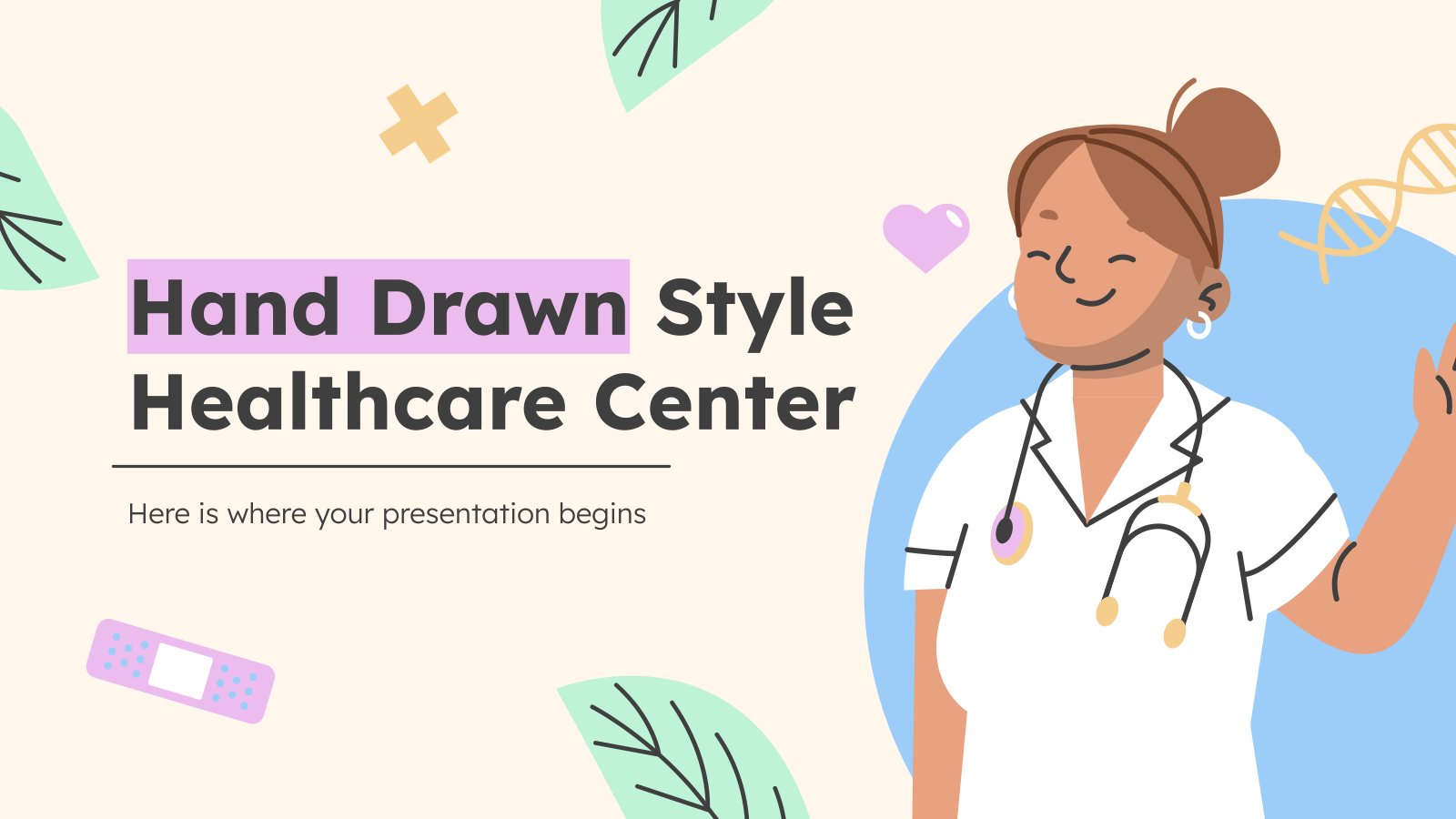 Hand Drawn Style Healthcare Center presentation template 