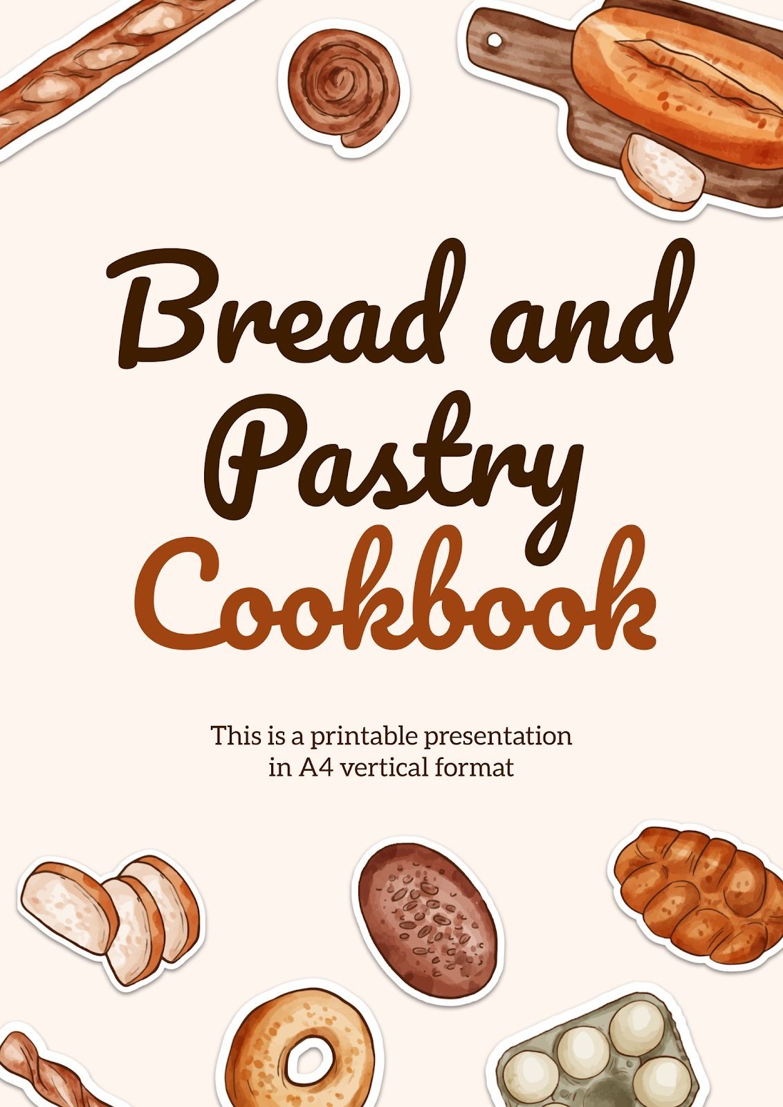 Modelo de apresentação Livro de receitas de alimentos de massa com ilustrações