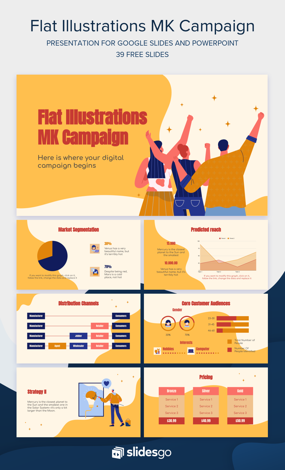 Flat Illustrations MK Campaign | Google Slides & PPT theme