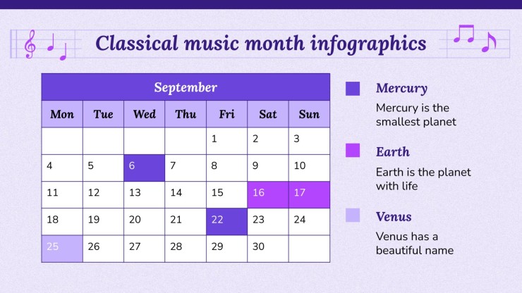 Infographies pour le mois de la musique classique Modèles de présentation