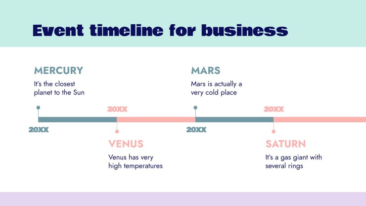 Frises chronologiques et calendriers d'événements pour les entreprises Modèles de présentation