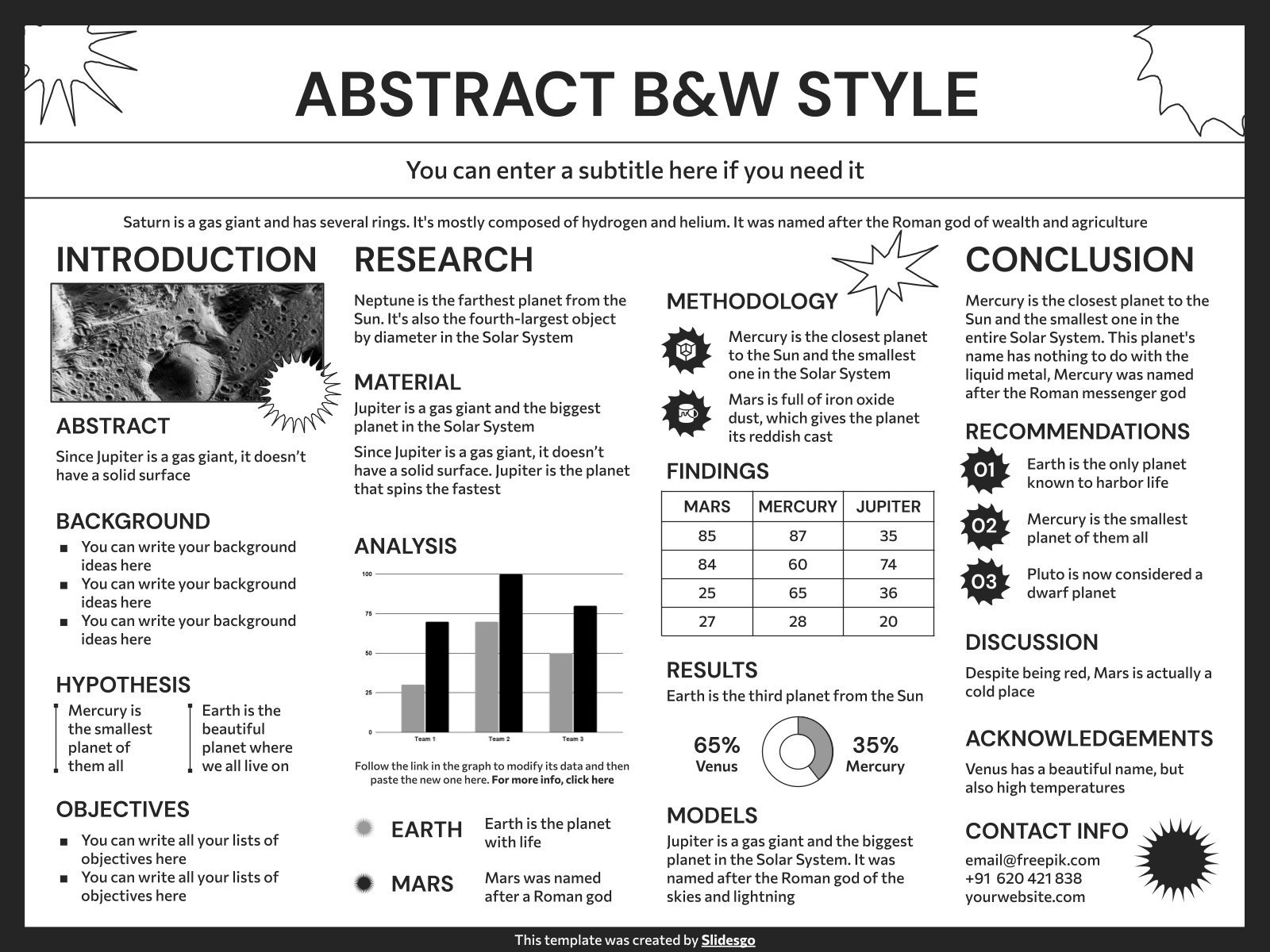 Abstract B&W Style Research Poster Google Slides & PowerPoint
