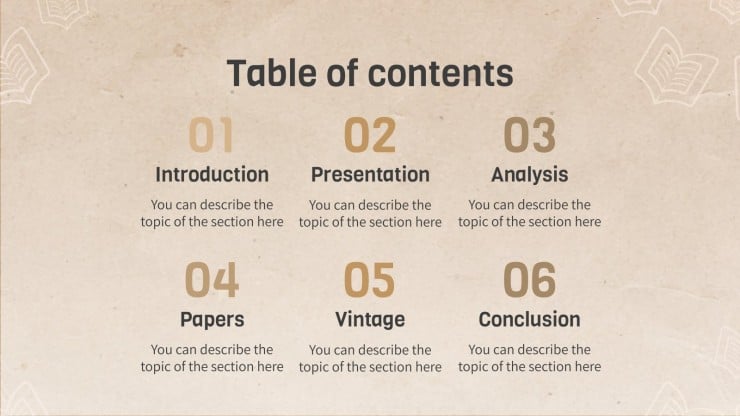 Vintage Paper Style for Middle School Literature Lesson presentation template 