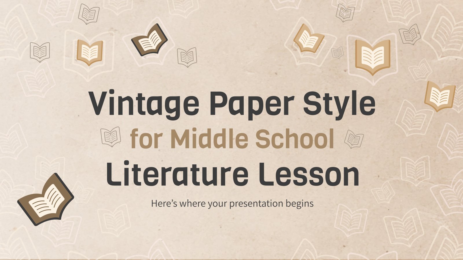 Vintage Paper Style for Middle School Literature Lesson presentation template 