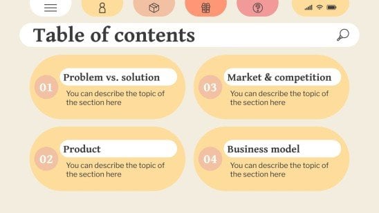 Modelo de apresentação Pitch deck de protótipo de aplicativo para loja de moda