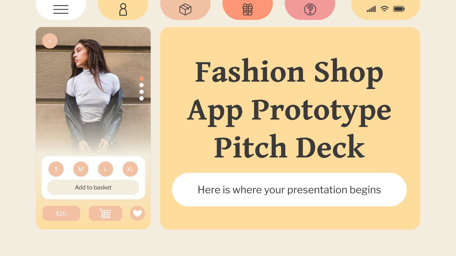 Fashion App Prototyp Pitch Deck Präsentationsvorlage