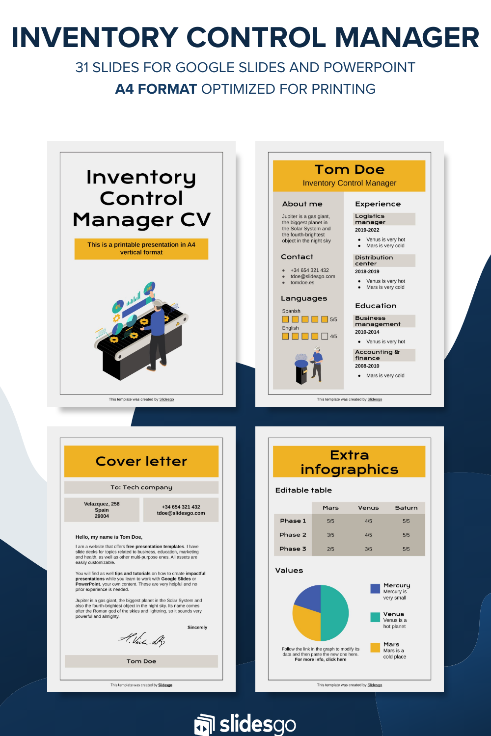 Inventory Control Manager CV | Google Slides & PowerPoint