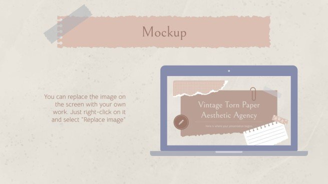 Vintage Torn Paper Aesthetic Agency presentation template 