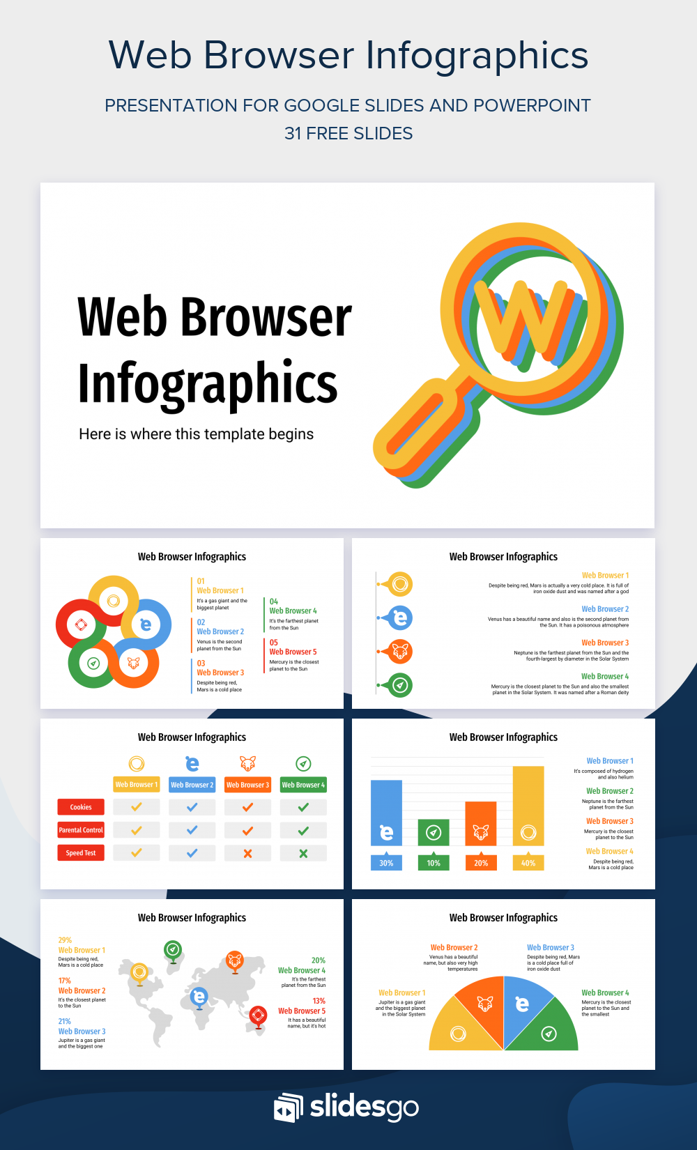 Web Browser Infographics for Google Slides and PowerPoint