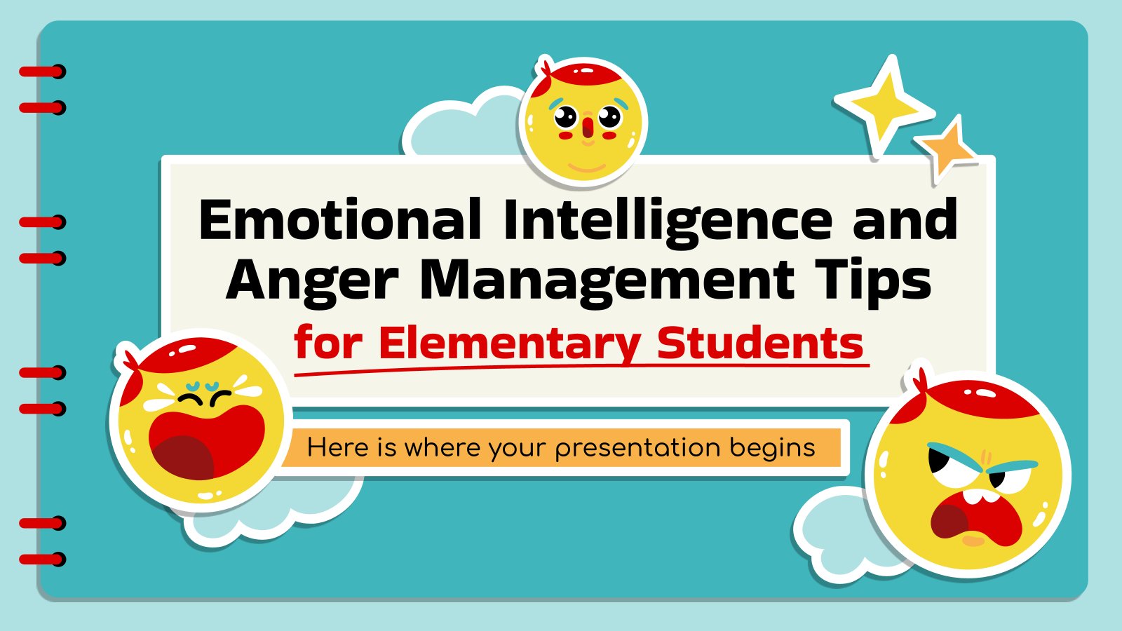 Emotional Intelligence and Anger Management Tips for Elementary Students presentation template 