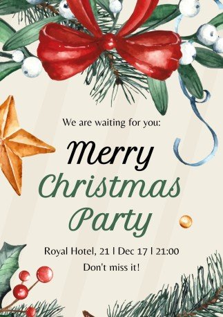 Printable Invitation Christmas Party | Google Slides &amp; PPT