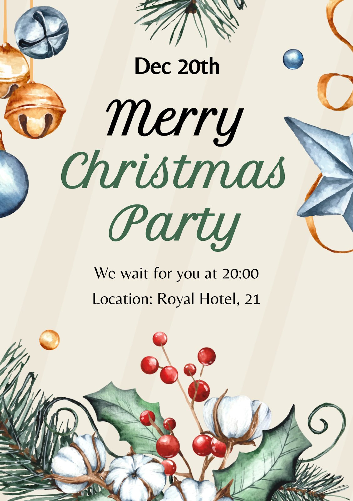 Printable Invitation Christmas Party | Google Slides &amp; PPT