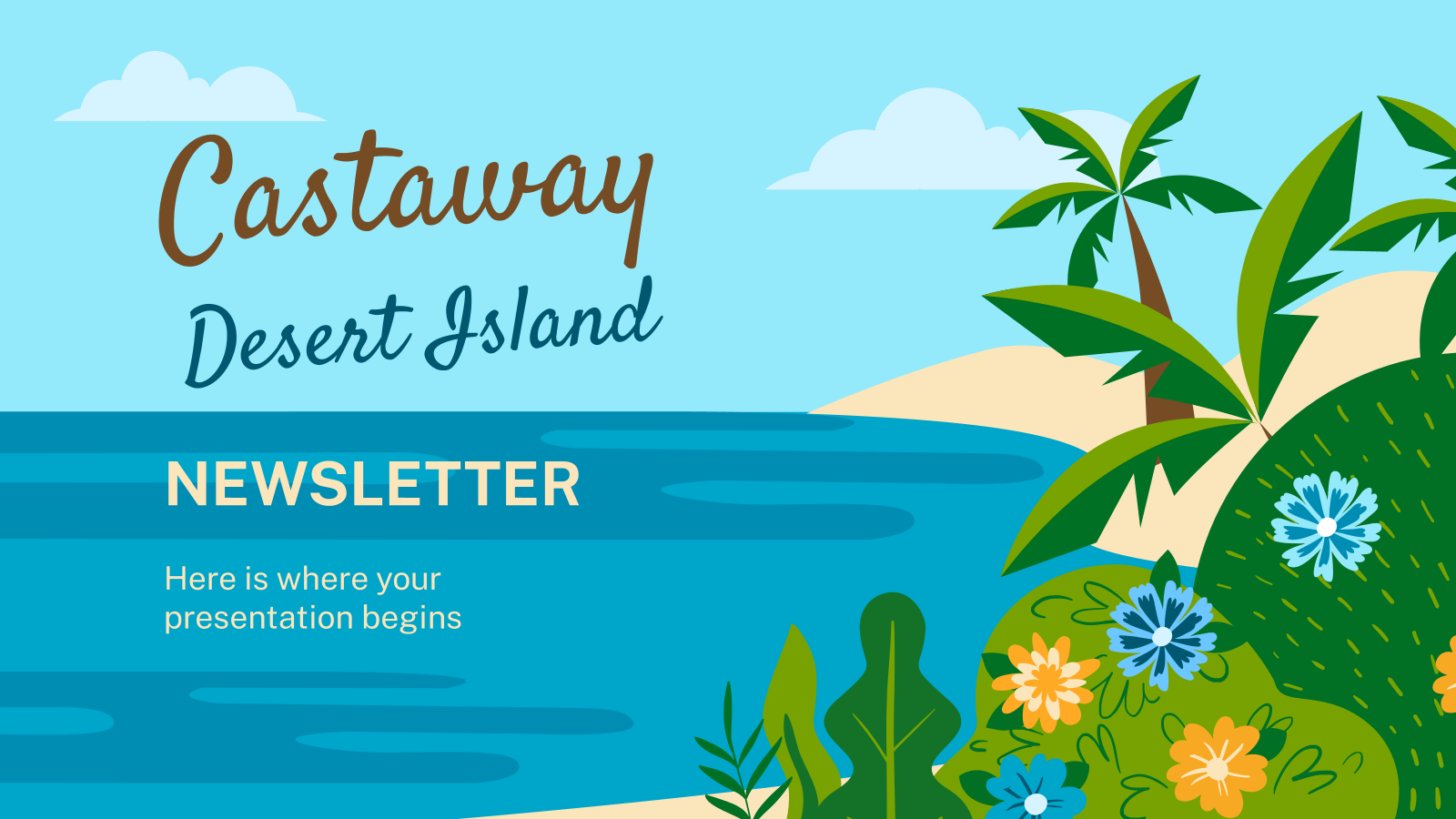 Castaway in a Desert Island presentation template 