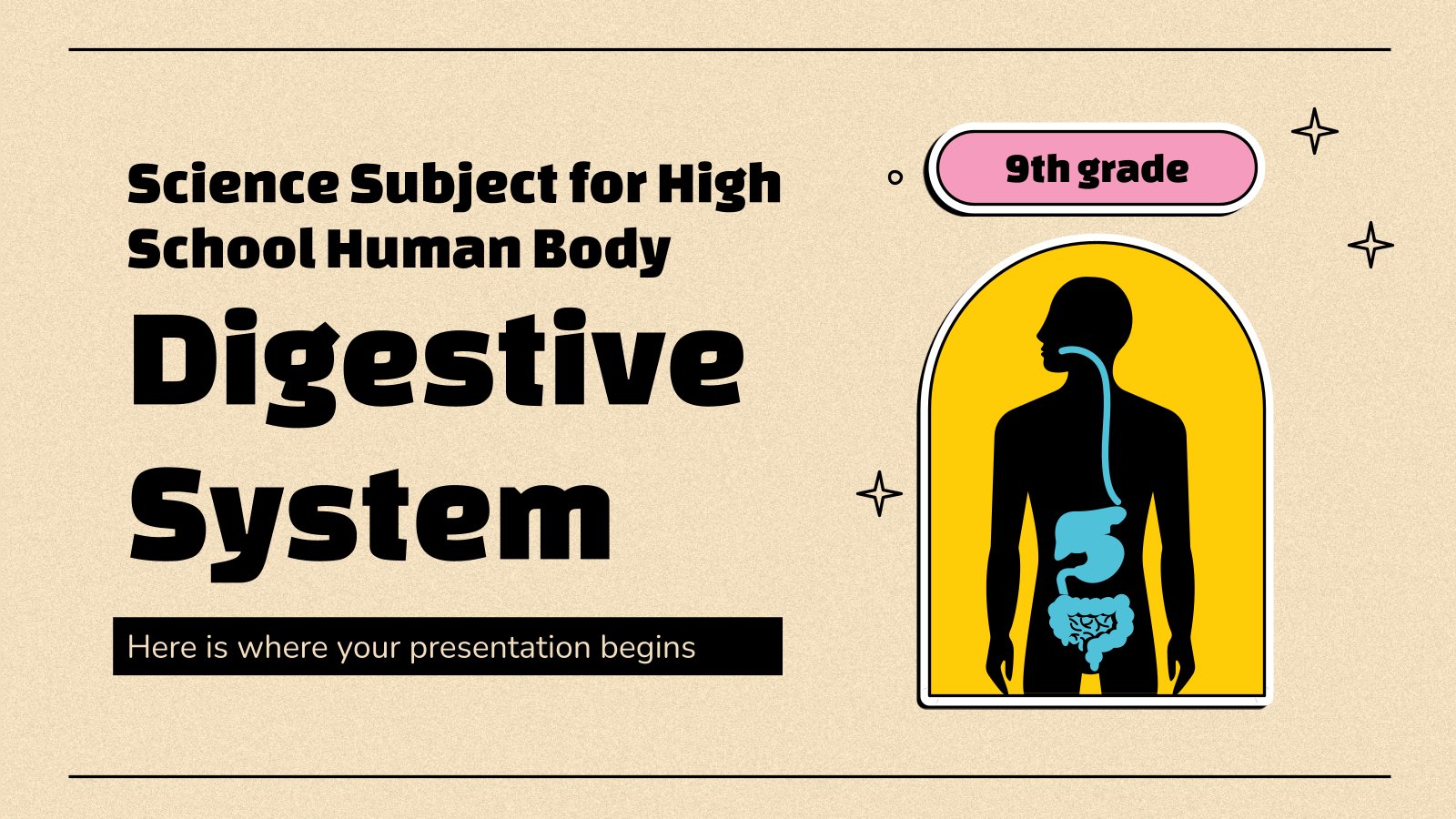 Plantilla de presentación Ciencias para bachillerato: Cuerpo Humano - Sistema digestivo