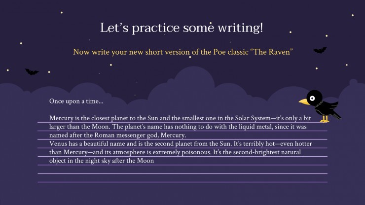 Animated Raven Literature Lesson presentation template 