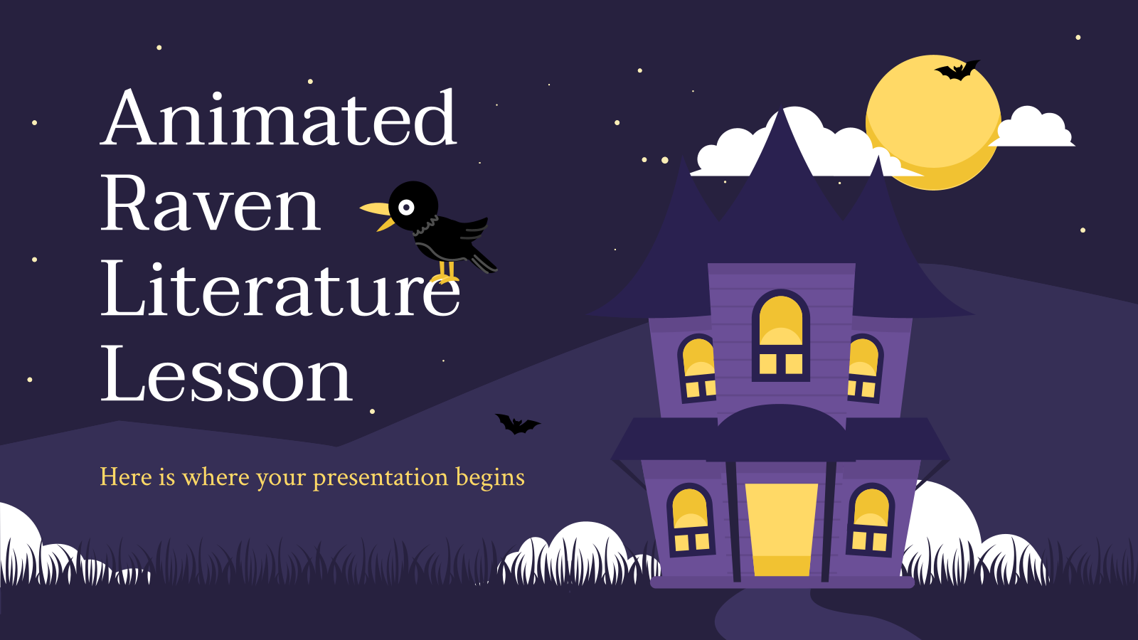 Animated Raven Literature Lesson presentation template 