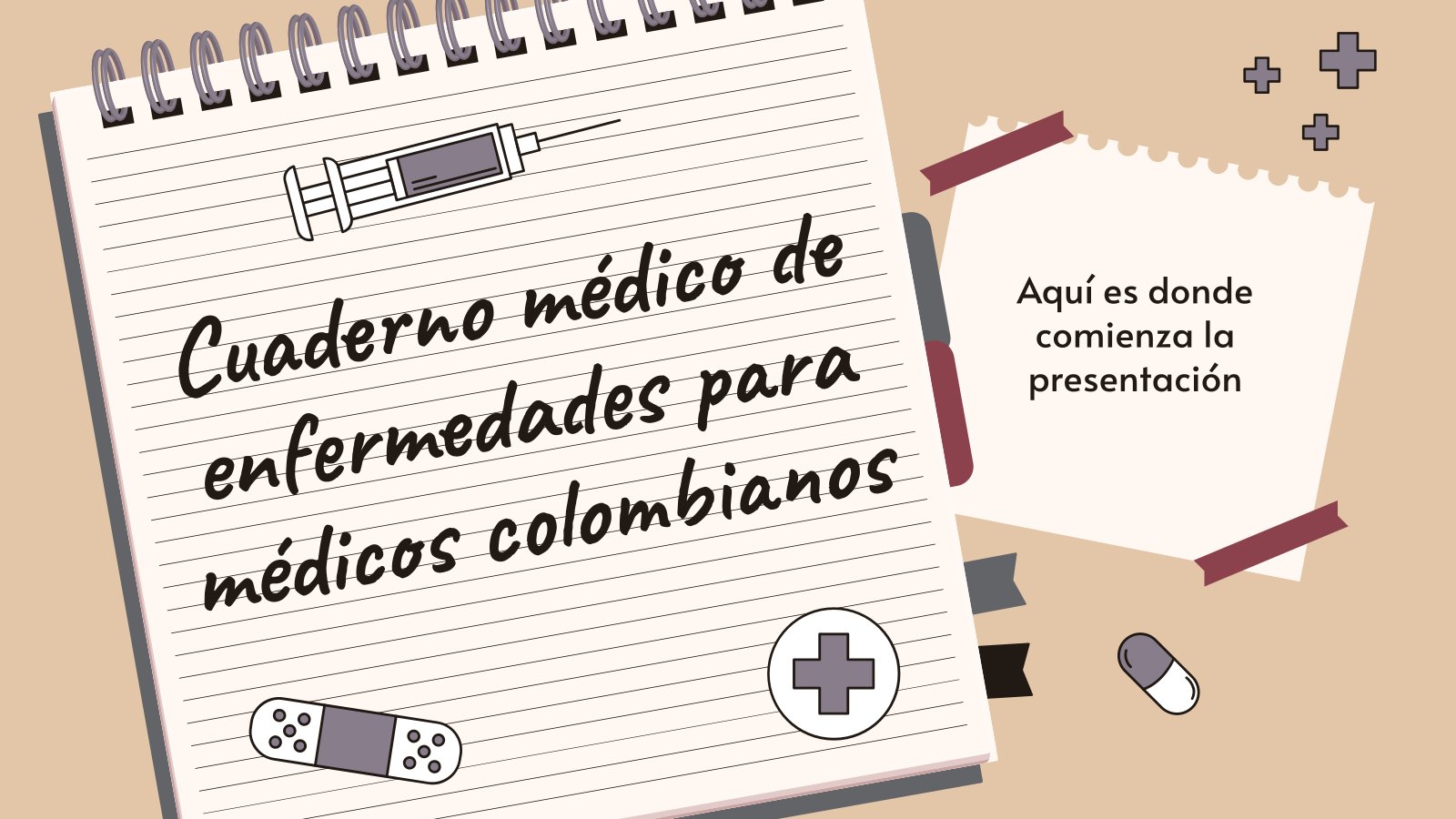 Plantilla de presentación Cuaderno médico de enfermedades para médicos colombianos