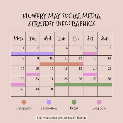 Plantilla de presentación Infografías de estrategias de redes sociales para mayo