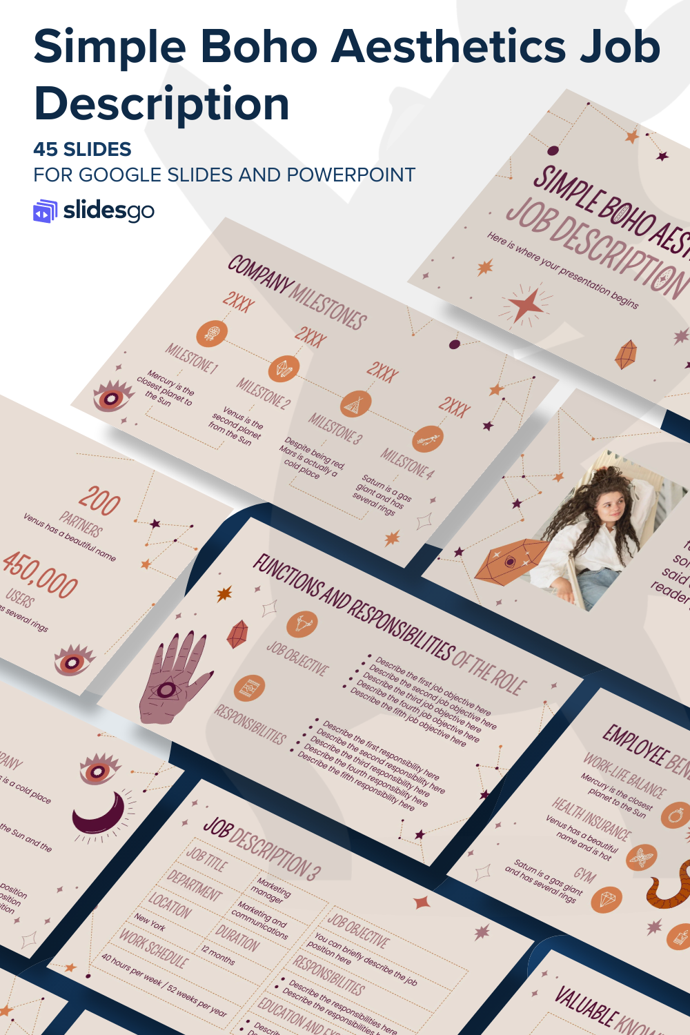 Simple Boho Aesthetics Job Description | Google Slides & PPT