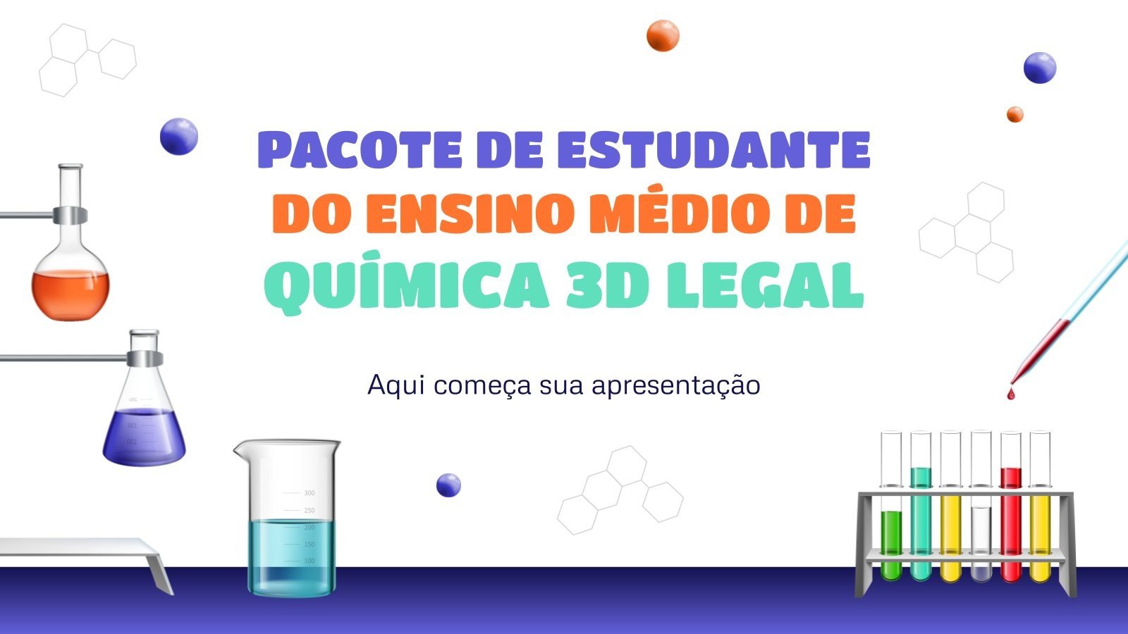 Pack étudiant de chimie en 3D cool pour les élèves du collège Modèles de présentation