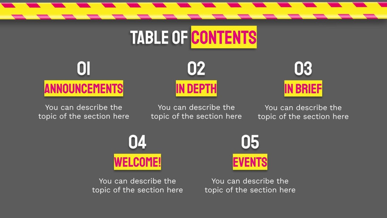 Caution Tape Style Newsletter Google Slides & PowerPoint