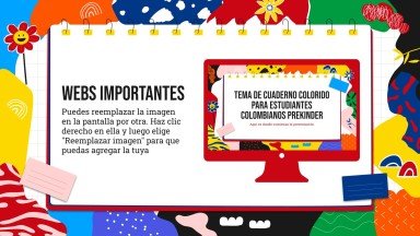 Colorful Notebook Theme for Pre-K Colombian Students presentation template 