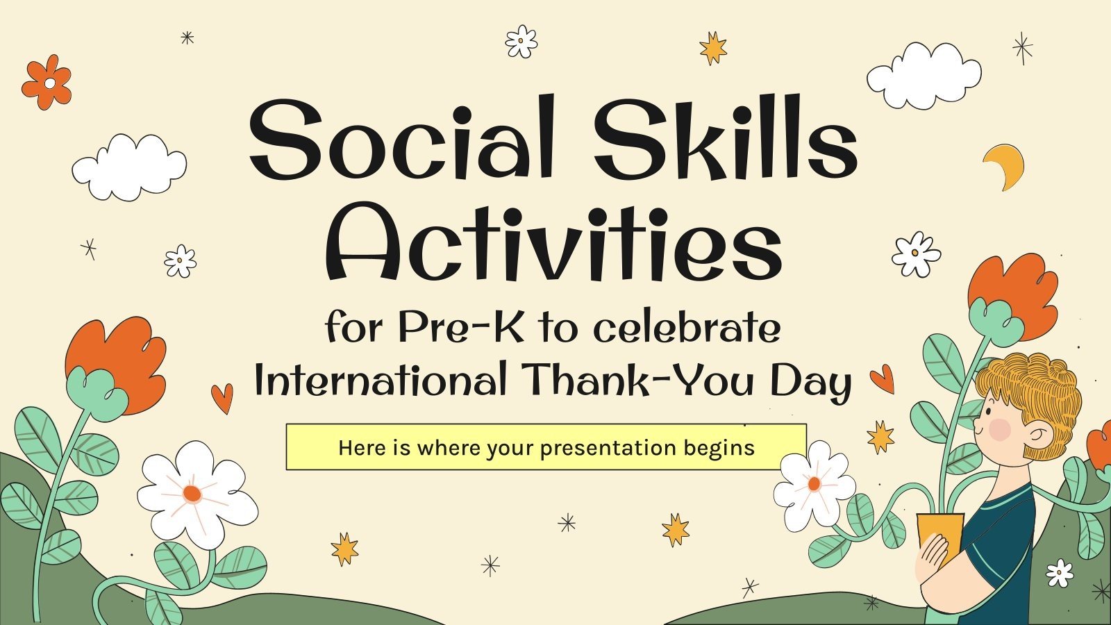 Social Skills Activities for Pre-K to Celebrate International Thank-You Day presentation template 