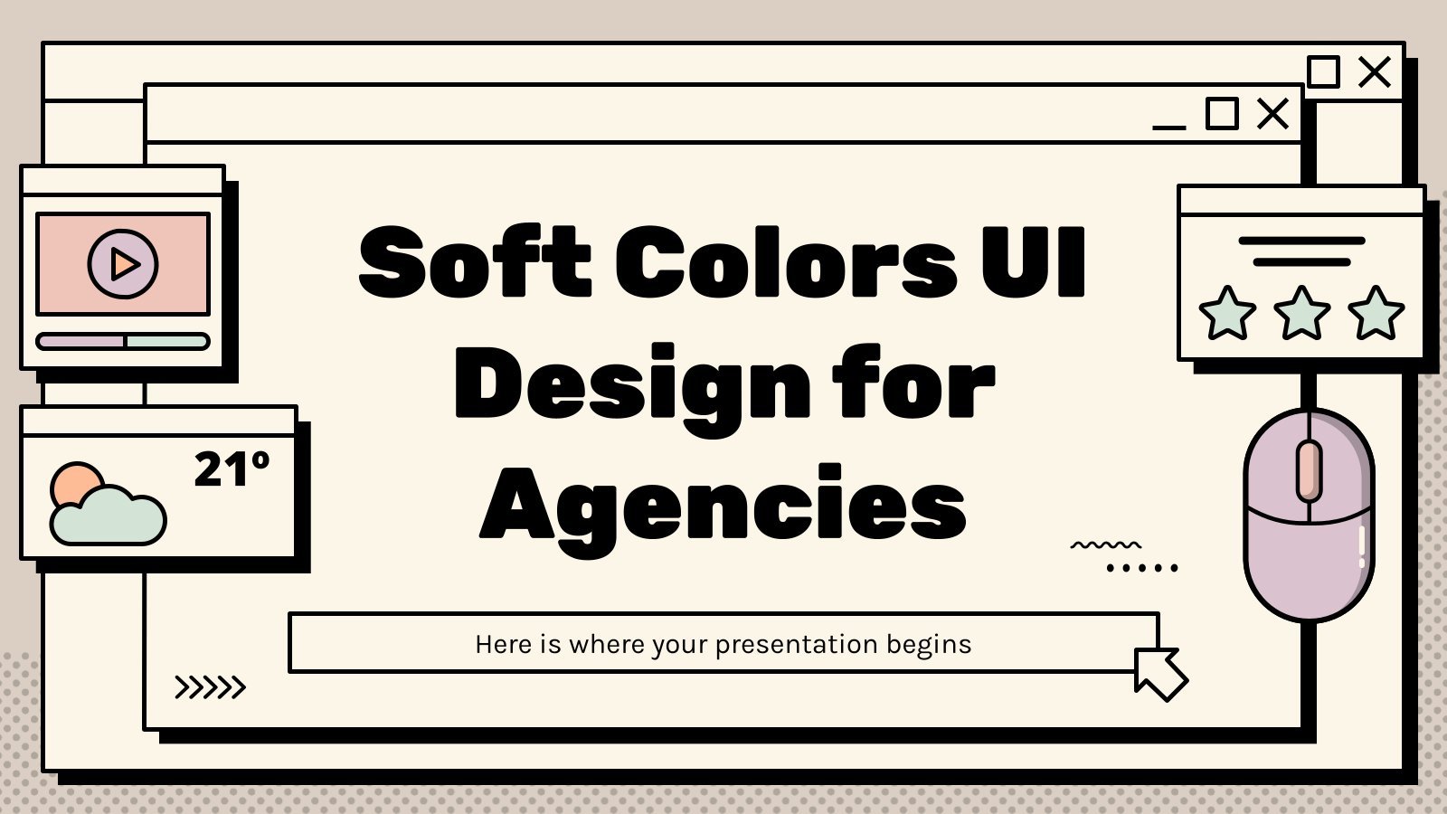 Conception d'interface utilisateur avec des couleurs douces pour les agences Modèles de présentation