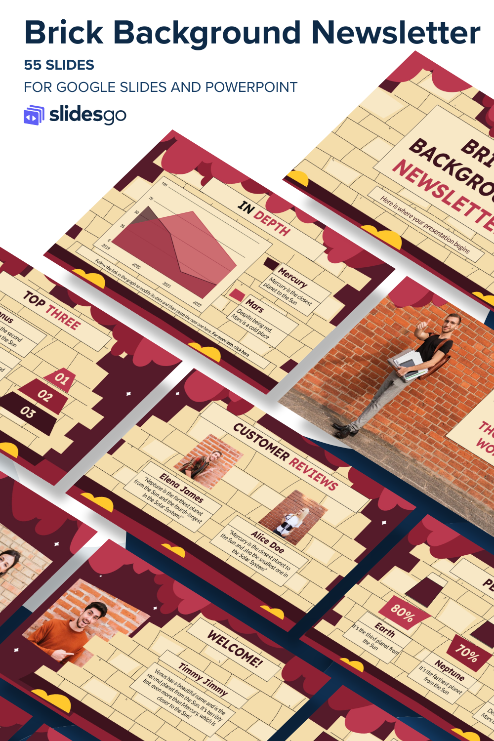 Brick Background Newsletter | Google Slides & PowerPoint