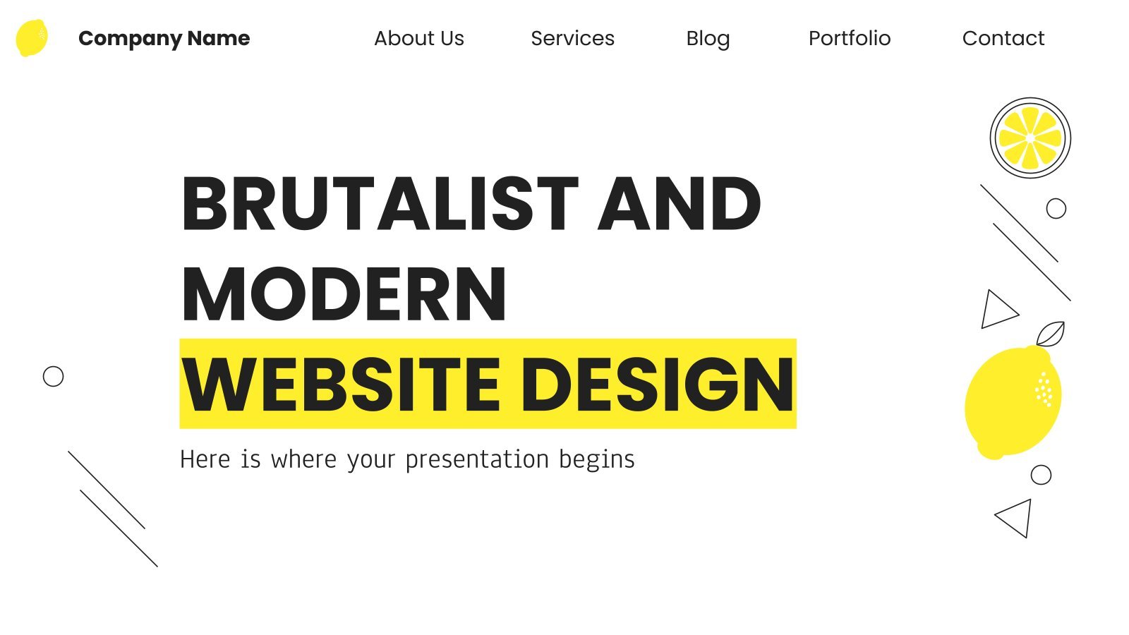 Brutalist and Modern Website Design presentation template 