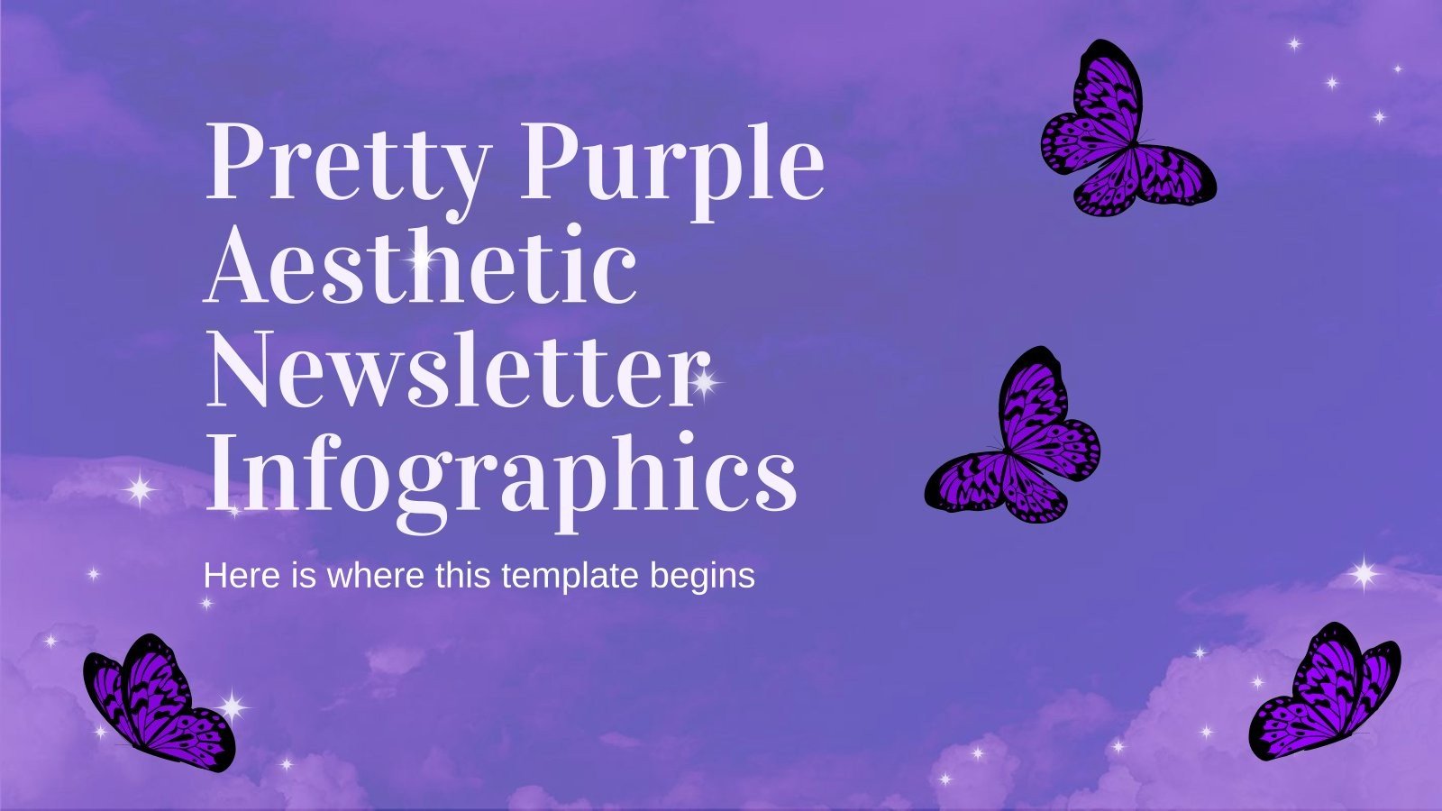 Plantilla de presentación Newsletter con estética morada bonita infografías