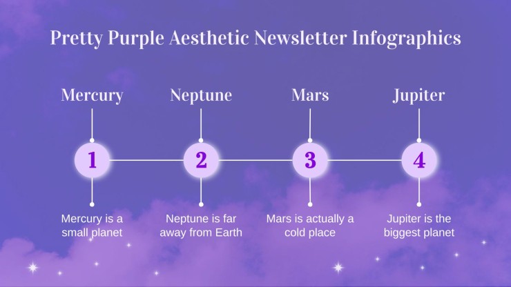 Pretty Purple Aesthetic Newsletter Infographics presentation template 