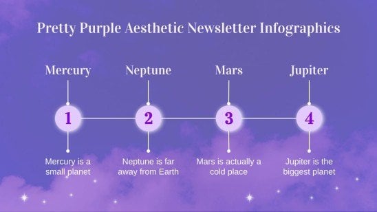 Modelo de apresentação Infográficos para newsletter roxo com estética bonita