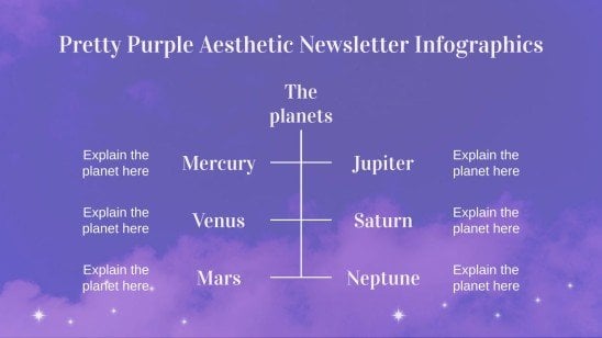 Modelo de apresentação Infográficos para newsletter roxo com estética bonita