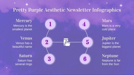 Plantilla de presentación Newsletter con estética morada bonita infografías