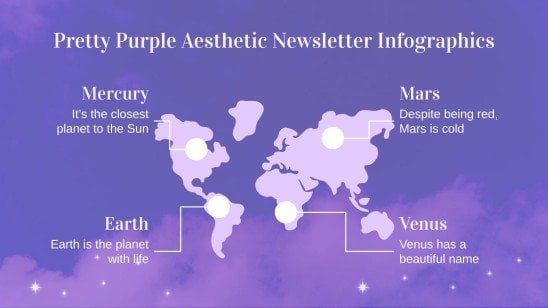 Pretty Purple Aesthetic Newsletter Infographics presentation template 