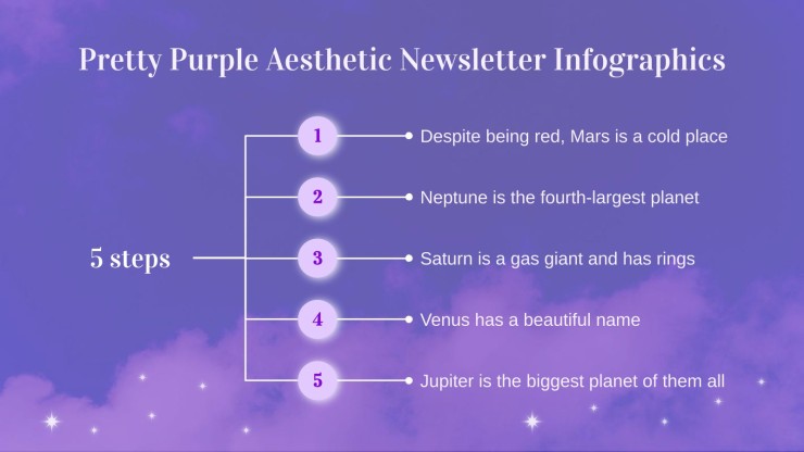 Modelo de apresentação Infográficos para newsletter roxo com estética bonita