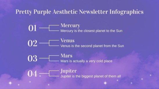 Pretty Purple Aesthetic Newsletter Infographics presentation template 