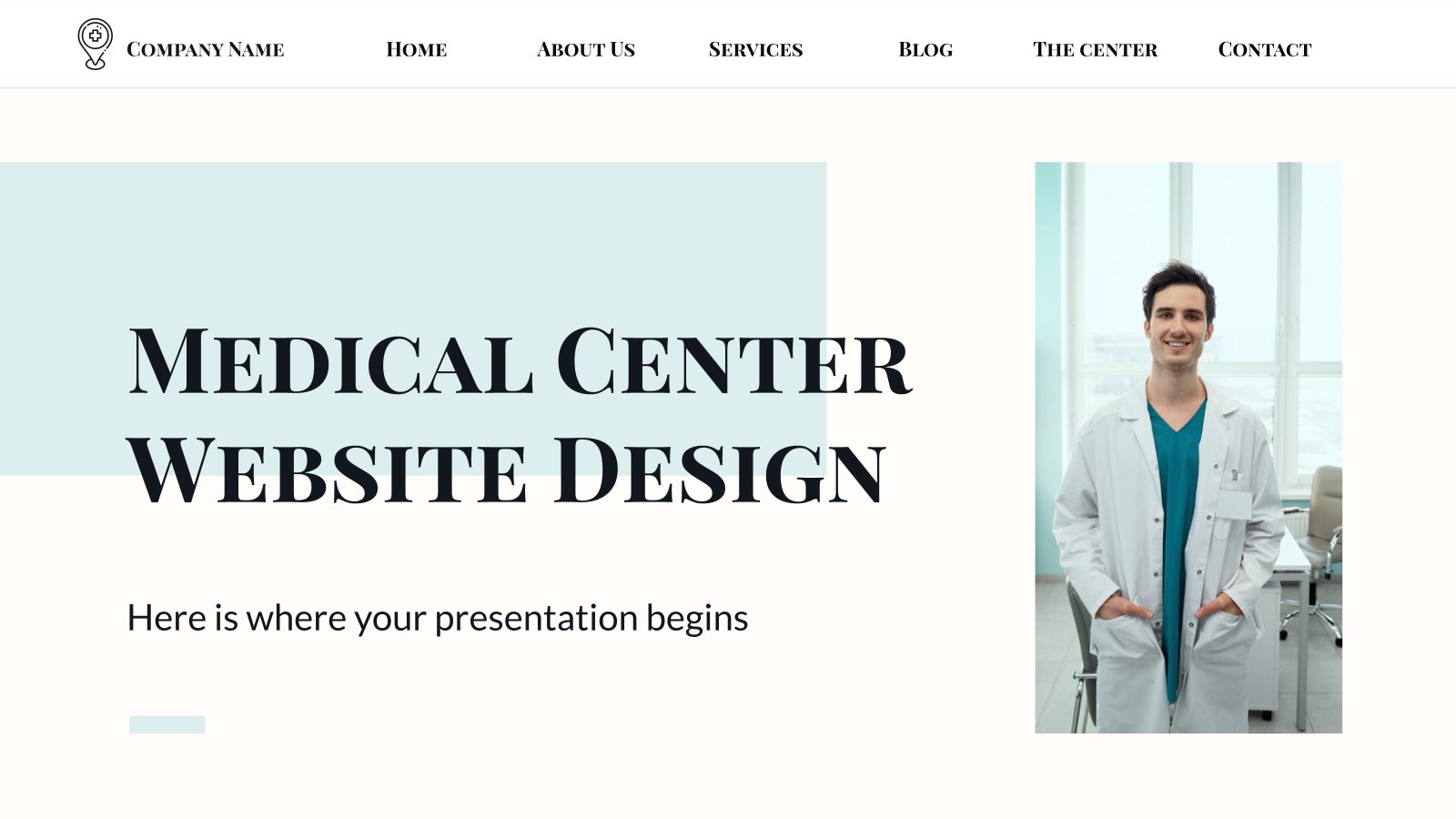 Medical Center Website Design presentation template 