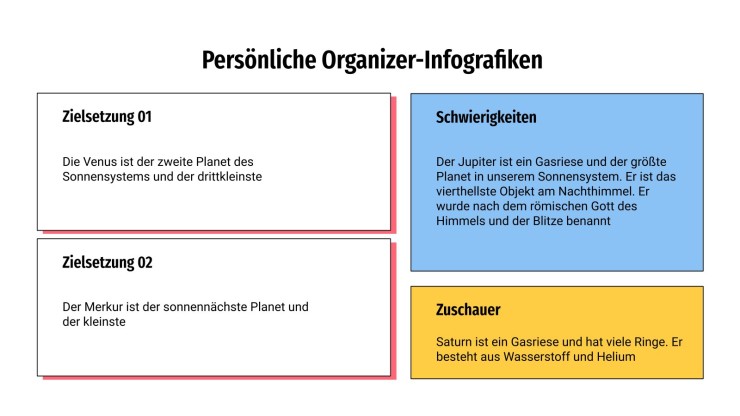 Persönliche Organizer Infografiken Präsentationsvorlage