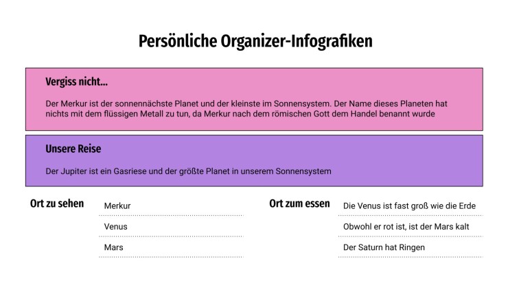 Persönliche Organizer Infografiken Präsentationsvorlage