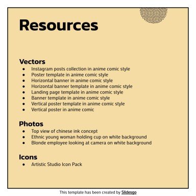 망가 아티스트 프로필 소셜 미디어 프레젠테이션 템플릿